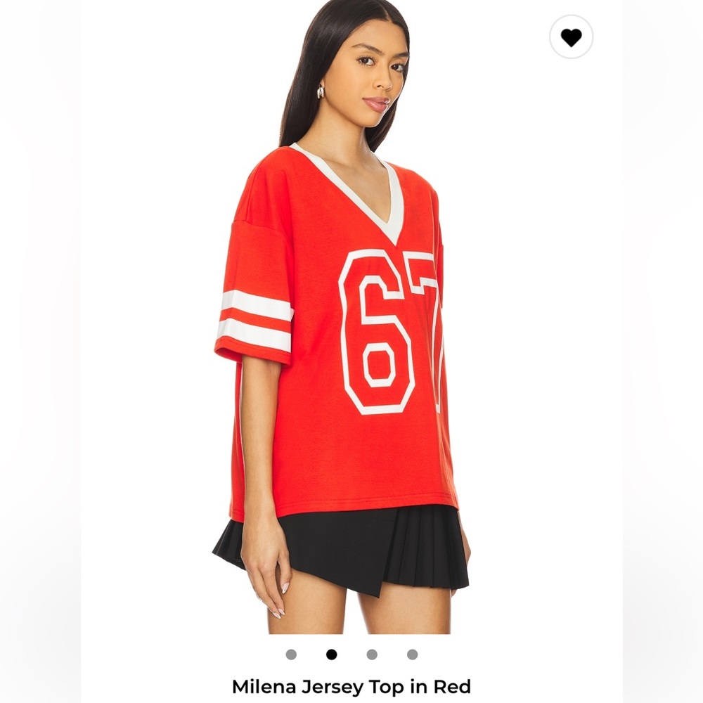 Revolve Superdown Red V-Neck Top with White Trim